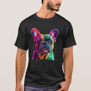 French Bulldog Dog Colourful Face Dog Lover Men Wo T-Shirt