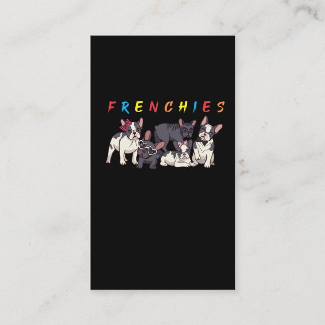 French Bulldog Dog Crew Hair Bow and Sunglasses Business Card (Front)