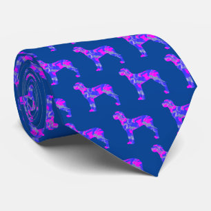 French Bulldog Dog Cute Pink Silhouette Blue Neck Tie