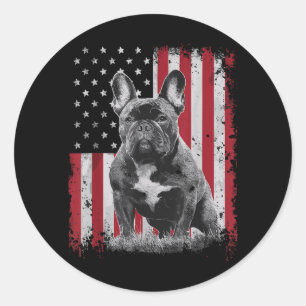 French Bulldog Dog Dad Mum America 4th of July Classic Round Sticker