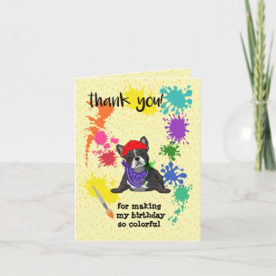 French Bulldog Dog Fun Art Birthday    Thank You Card
