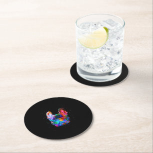 French Bulldog Dog Geometric Colour Splash Pop Art Round Paper Coaster