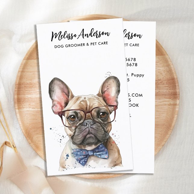 French Bulldog Dog Groomer Cute Puppy Pet Sitter Business Card (Creator Uploaded)