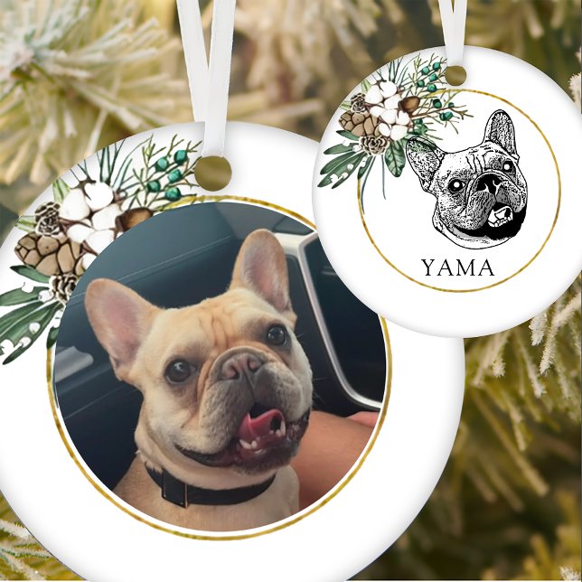 French Bulldog Dog Hand Drawing Personalised Ceramic Tree Decoration (Creator Uploaded)
