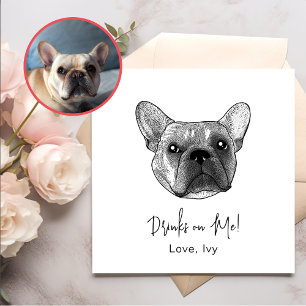 French Bulldog Dog Hand Drawing Personalised Napkin