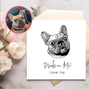 French Bulldog Dog Hand Drawing Personalised Napkin