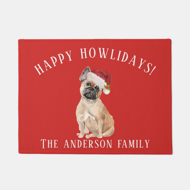 French Bulldog Dog Happy Howlidays Christmas Doormat (Front)