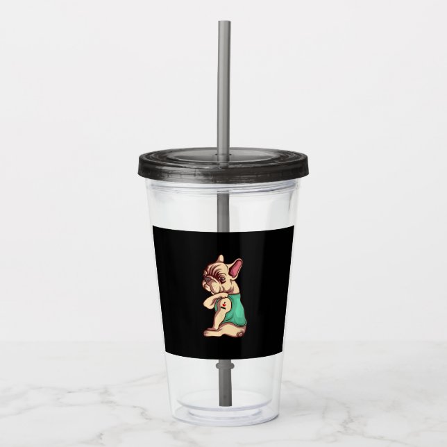 French Bulldog Dog I Love Mum Tattoo Lover Gift Acrylic Tumbler (Front)