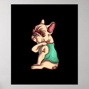 french bulldog dog i love mum tattoo lover gift poster