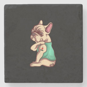 french bulldog dog i love mum tattoo lover gift stone coaster
