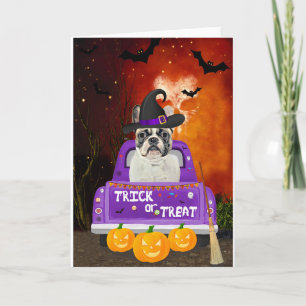 French Bulldog Dog in Halloween Truck Card