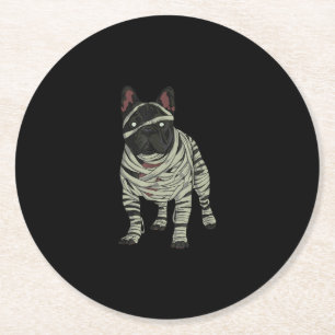 French Bulldog Dog Mummy Halloween Gift Round Paper Coaster