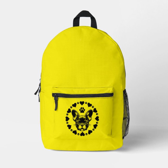French Bulldog Dog Owner Printed Backpack (Front)