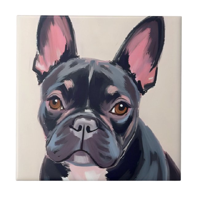 French Bulldog Dog Painting Tile (Front)