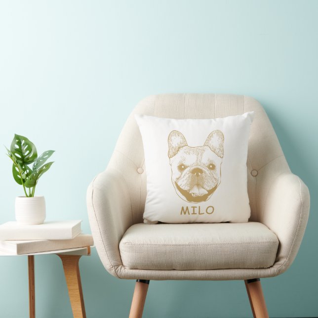 French Bulldog Dog Personalised Hand Drawing Cushion (Chair)