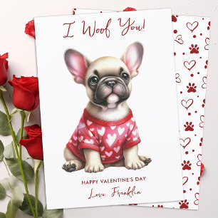 French Bulldog Dog Personalised Valentines Day  Holiday Card