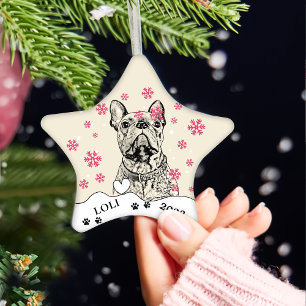 French Bulldog Dog Personalized Hand Drawing Ceramic Tree Decoration