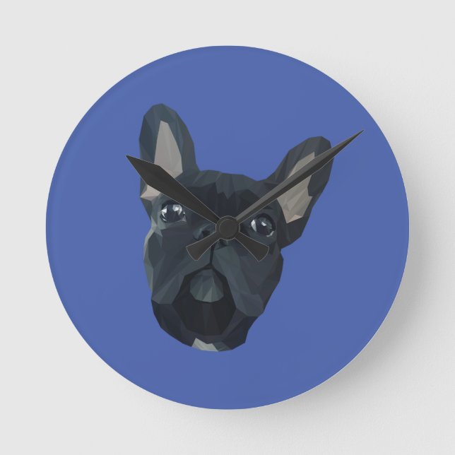 French Bulldog Dog Pet Animal Round Clock (Front)