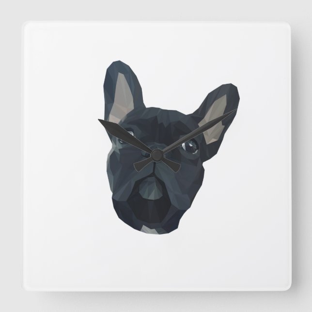 French Bulldog Dog Pet Animal Square Wall Clock (Front)