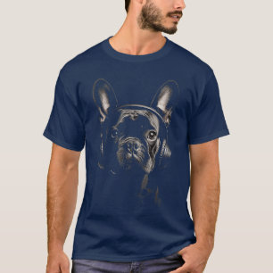 French Bulldog Dog Pet Art Music Headphone French T-Shirt