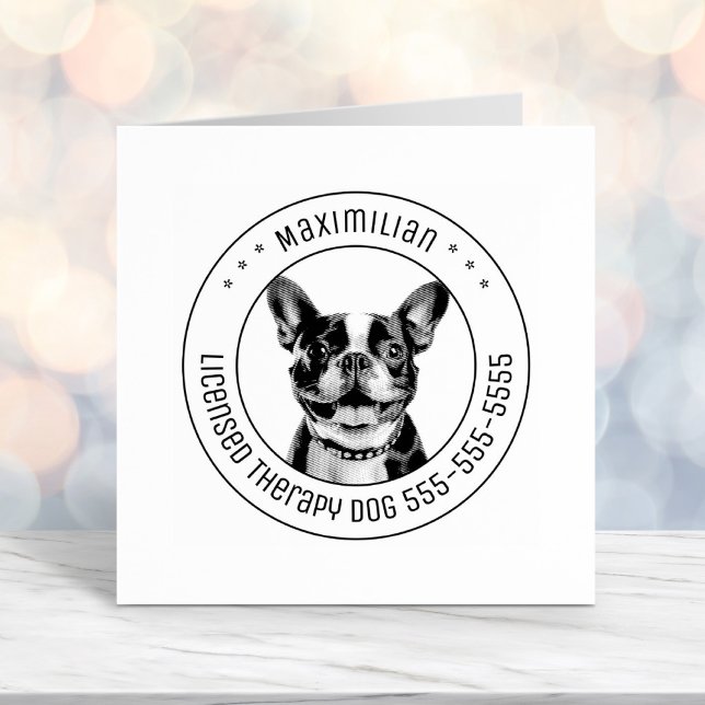 French Bulldog Dog Pet Photo Round Self-inking Stamp (Creator Uploaded)