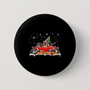 French Bulldog Dog Red Truck Christmas Tree Santa 6 Cm Round Badge