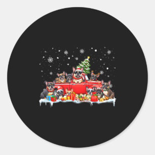 French Bulldog Dog Red Truck Christmas Tree Santa Classic Round Sticker
