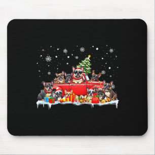 French Bulldog Dog Red Truck Christmas Tree Santa Mouse Pad