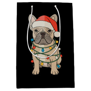 French Bulldog Dog Santa Hat Merry Christmas Xmas Medium Gift Bag