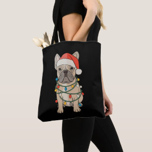 French Bulldog Dog Santa Hat Merry Christmas Xmas Tote Bag