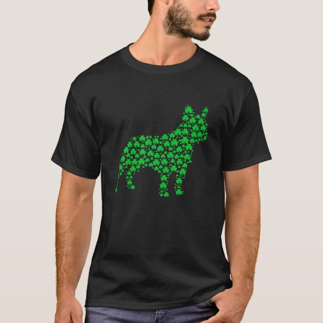 French Bulldog Dog Shamrock St.Patrick's Day Puppy T-Shirt (Front)