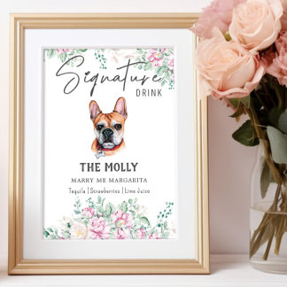 French Bulldog Dog Signature Drink Sign