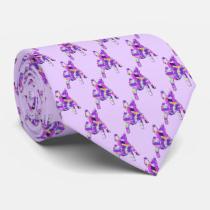 French Bulldog Dog Silhouette Purple Lt Neck Tie