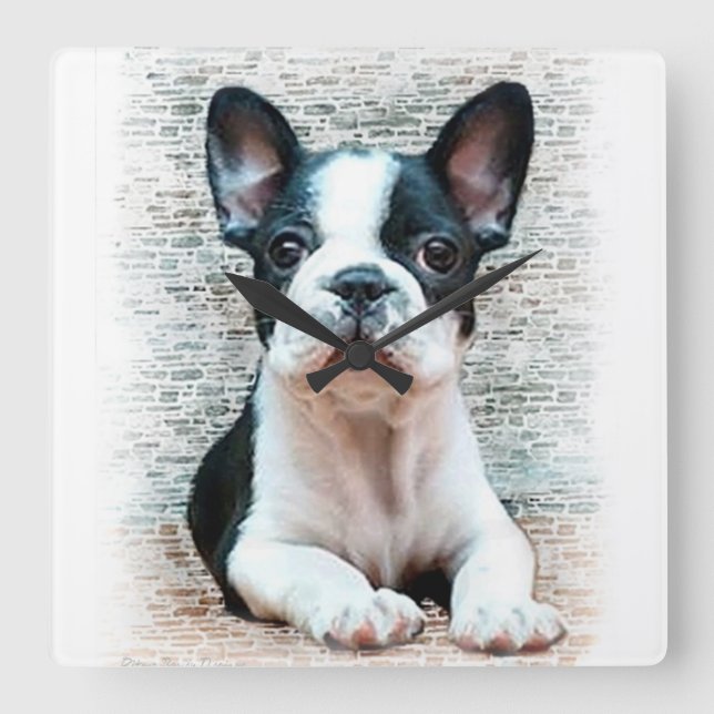 French bulldog dog square wall clock (Front)