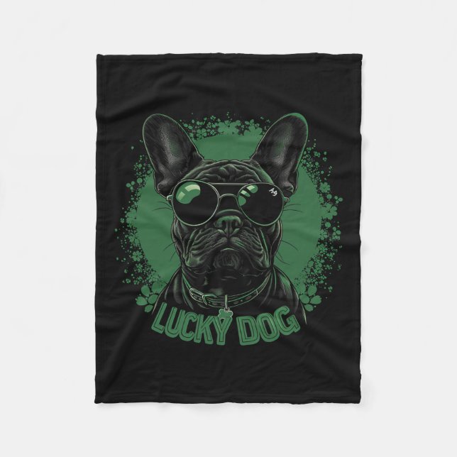 French Bulldog Dog - St. Patrick's Day Saint Paddy Fleece Blanket (Front)