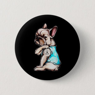 French Bulldog Dog Tattoo I Love Mum Mothers Day L 6 Cm Round Badge