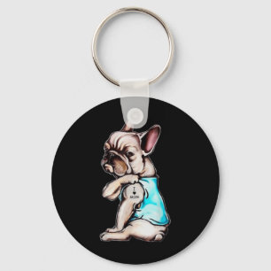 French Bulldog Dog Tattoo I Love Mum Mothers Day L Key Ring
