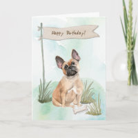 French Bulldog Dog Under Birthday Sign