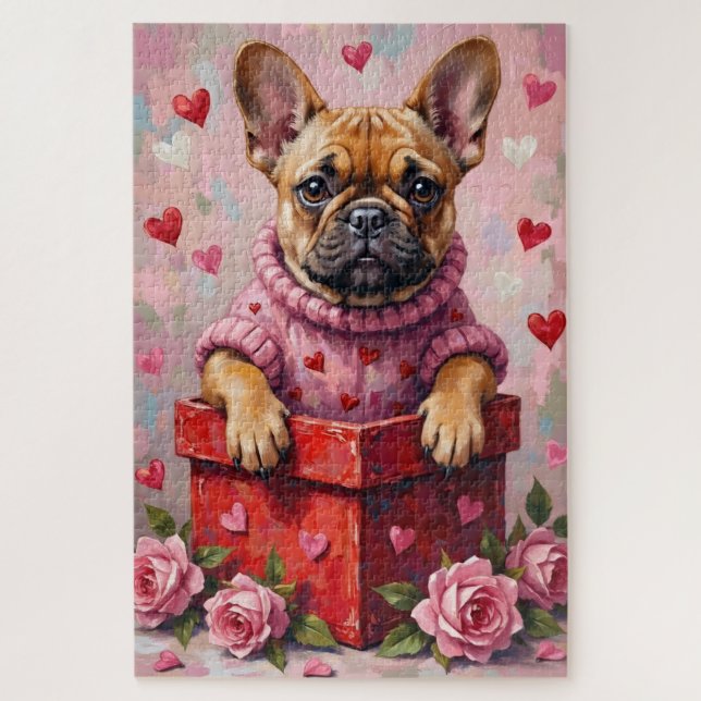 French Bulldog Dog Valentine's Day Candy Box Jigsaw Puzzle (Vertical)
