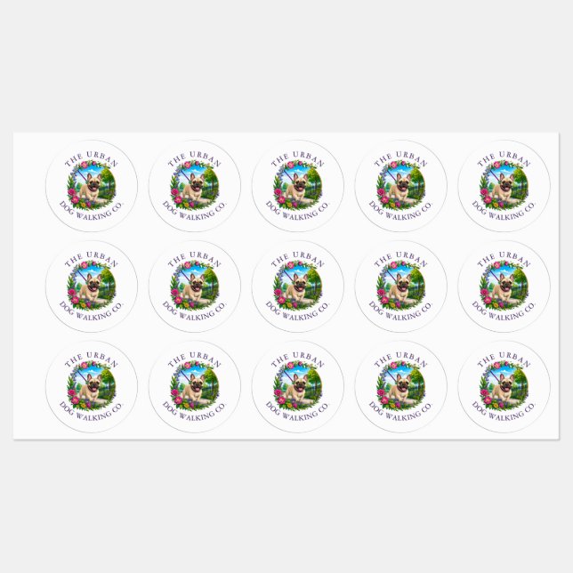 French Bulldog Dog Walker Day Care Stickers (Sheet)