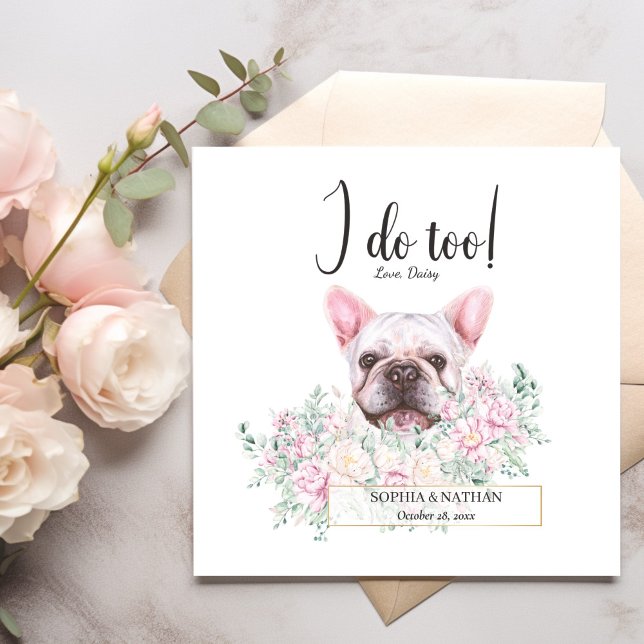 French Bulldog Dog Wedding Cocktail Napkins (Creator Uploaded)