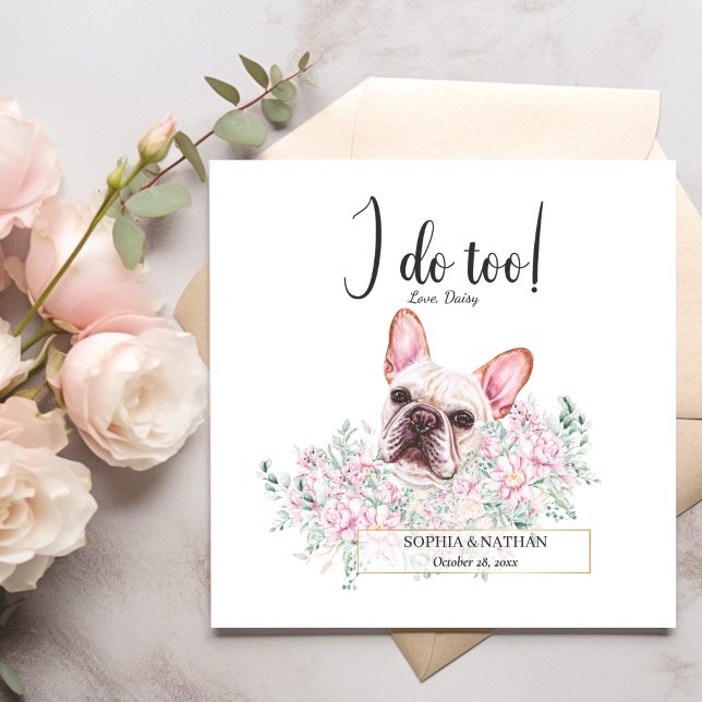 French Bulldog Dog Wedding Cocktail Napkins (Creator Uploaded)