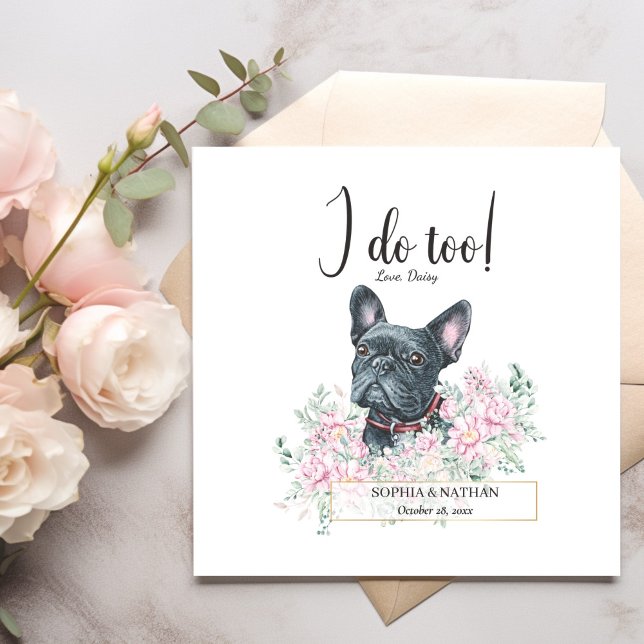 French Bulldog Dog Wedding Cocktail Napkins (Creator Uploaded)