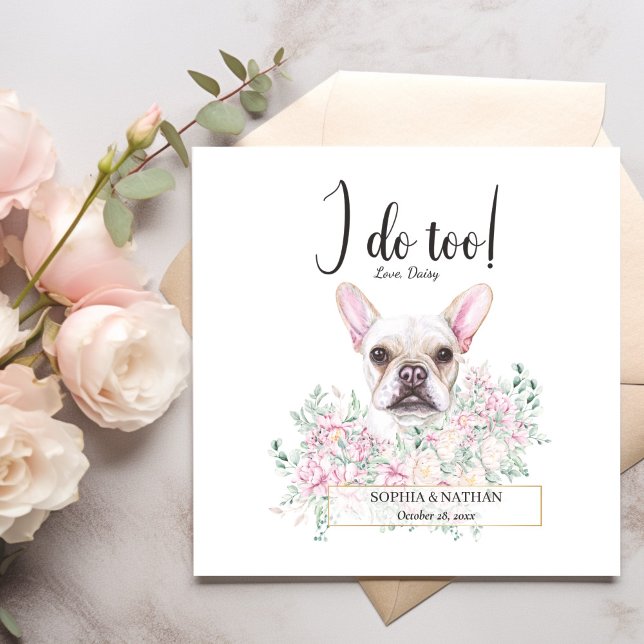 French Bulldog Dog Wedding Cocktail Napkins (Creator Uploaded)