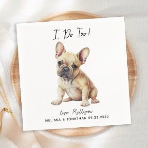 French Bulldog Dog Wedding Custom Cocktail Napkin