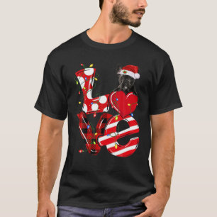 French Bulldog Dog Xmas Lighting Hat Santa Love Ch T-Shirt