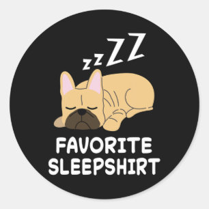 French Bulldog Dogs Nap Sleeping Sleep Pajama Nigh Classic Round Sticker