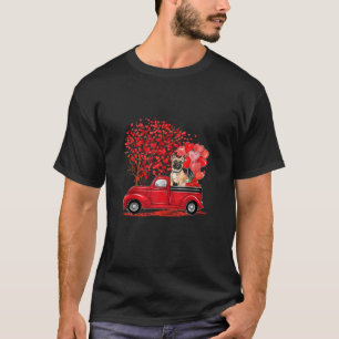French Bulldog Dogs On Truck Hearts Tree Valentine T-Shirt