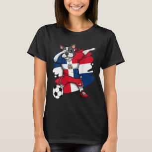 French Bulldog Dominican Republic Soccer Fans Foot T-Shirt