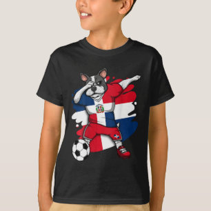 French Bulldog Dominican Republic Soccer Fans Foot T-Shirt